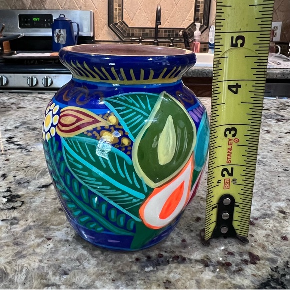 Neon Vintage Handmade Hand Painted Vase from Mexico - Picture 9 of 9